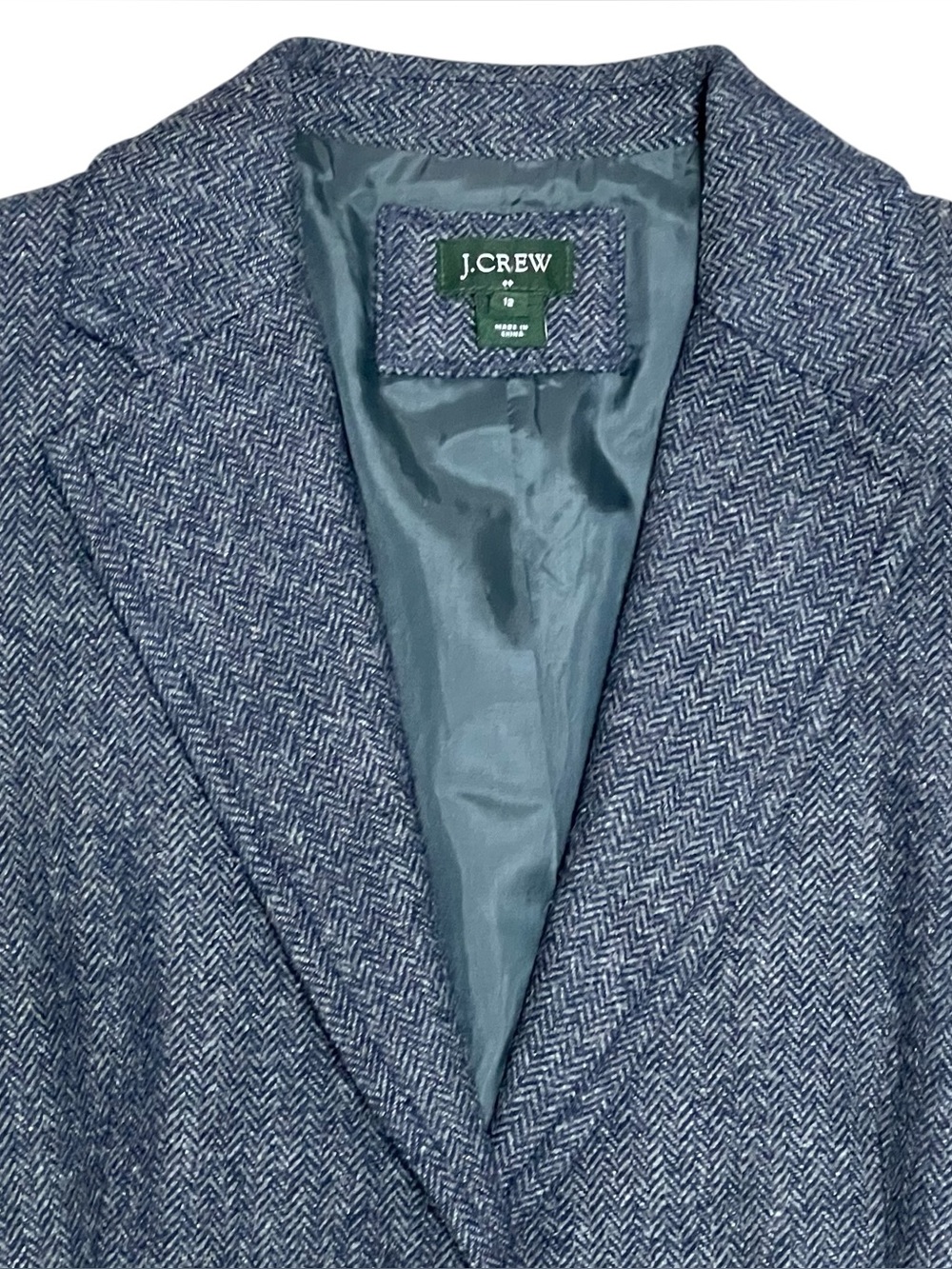 J.Crew Navy Herringbone Wool Blend Blazer Size 12 Preppy - Picture 14 of 16